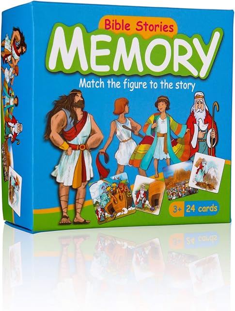 The Bible Stories Memory Game - Old Testament Activity Card Game for Kids & Toddlers. Best Known Biblical Stories and Figures in 24 Educational Cards Playset.