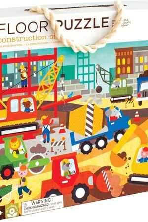 The Petit Collage Floor Puzzle Construction Site 24 Pieces | Large Puzzle for Kids | Completed Puzzle 18" x 24" | Great Gift for Kids 3+