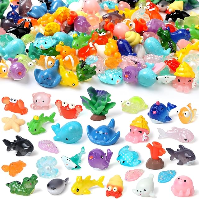 The 150 Pcs Mini Resin Animals Miniature Animal Figurines 30 Styles Ocean Tiny Resin Figures Bulk to Hide Mini Animals Dollhouse Decor Fairy Garden Accessories Micro Landscape Aquarium Decor