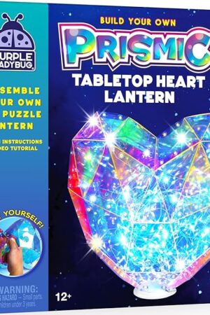 The PURPLE LADYBUG Prismic Make Your Own 3D Heart Table Light for Girls, DIY Room Decor Craft, Gift for Girls 8, 9, 10, 11, 12-16 Years Old, Tweens & Teens, Birthday Gifts, Kids Arts and Crafts
