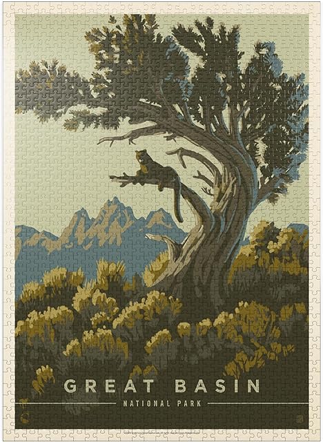 The MyPuzzle Great Basin National Park: Cat Nap, Vintage Poster - Premium 1000 Piece Jigsaw Puzzle for Adults