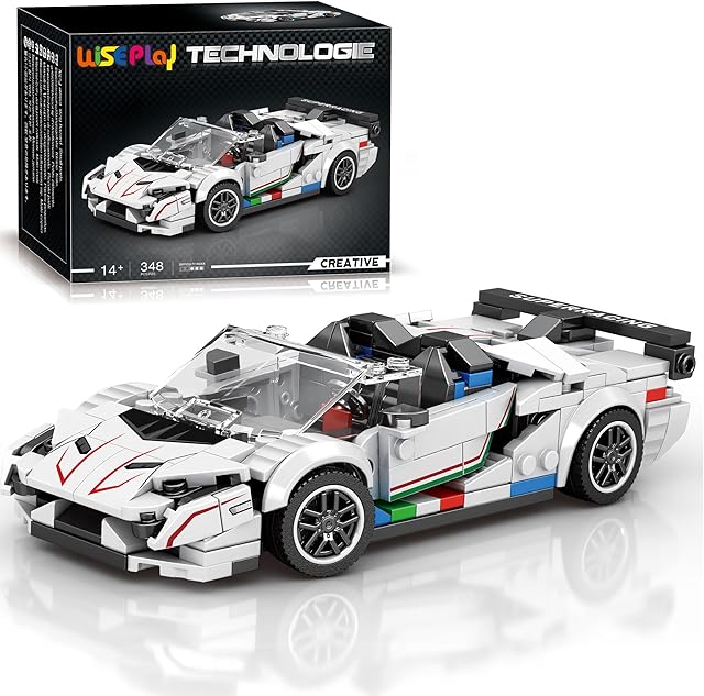 The WISEPLAY Sports Supercar Building Block Set – 348 Pieces Creative STEM Toy for Kids Ages 8+ – Display Model with Butterfly Doors – Includes Easy-to-Follow Instructions
