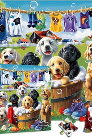 The PICKFORU Dog Puzzles for Adults 1000 Pieces, Funny Animals Jigsaw Puzzles Golden Retriever, Difficult Puppy Puzzle as Wall Decor