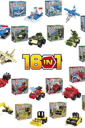 The QStar Mini 16 Car Building Blocks Compatible with Lego Party Favors for Kids, Prizes for Kids Classroom, Goodie Bag Fillers