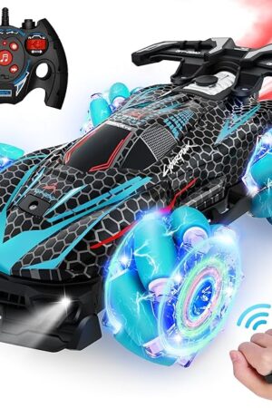 The RC Stunt Car, Gesture Sensing RC Cars for Boys Girls, 2.4GHz 4WD Remote Control Car with 360° Rotating, Lights, Music, Spray, Toy Cars for Kids Age 6 7 8 9 10 11 12 Year Old Birthday Gifts