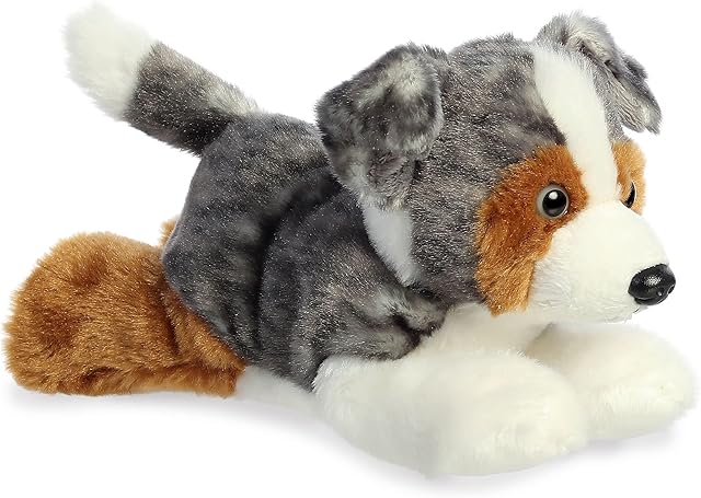 The Aurora® Adorable Mini Flopsie™ Australian Shepherd Stuffed Animal - Playful Ease - Timeless Companions - Multicolor 8 Inches
