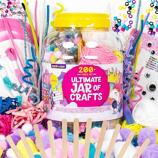 The Made By Me! Ultimate Jar of Crafts, 200+ Piece Mystical Craft Supply Bundle, Craft Supplies Starter Kit, Great Arts & Crafts Kit for Travel and On-The-Go, Perfect for Kids and Adults Ages 6+