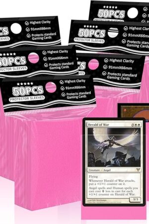 The Pink Card Sleeves Fit for MTG, 300 Pieces Standard Card Sleeves for Trading Card Sports Cards Baseball Cards TCG Yugioh Magic(66x91mm), Affordable Sturdy and Nice Shuffling