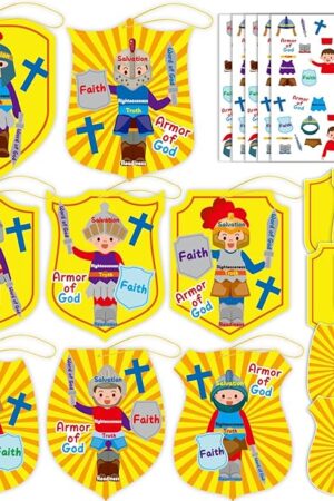 The Qyeahkj 48 Sets Armor of God Paper Craft Kit for Kids, VBS 2025 Sunday School DIY Religious Crafts Stickers DIY Craft Supplies Decorations for Kids Gift Classroom Activities Party Decorations