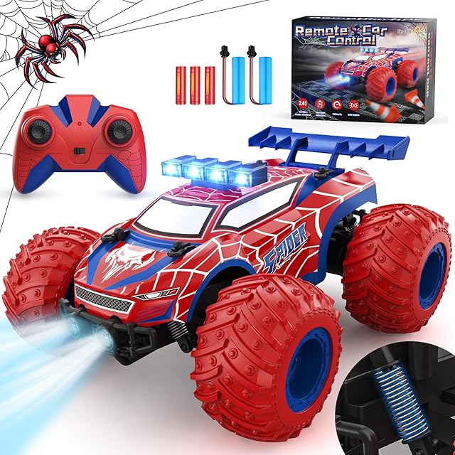 The 1:18 Remote Control Car - 20km/h 2.4GHz All Terrain Off-Road Monster Truck with Bodylights&Headlights &Headlamps, Rechargeable Toy Car Gift for 3 4 5 6 7 8 9 10-12 Year Old Boys Girls Kids