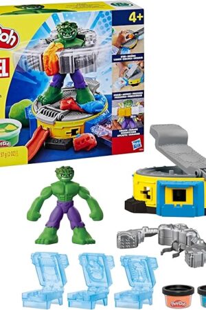 The Play-Doh Marvel Hulk Smash & Squish Kids Playset with Bendy Action Figure and Accessories, Imagination Toys for Boys and Girls 4 and Up