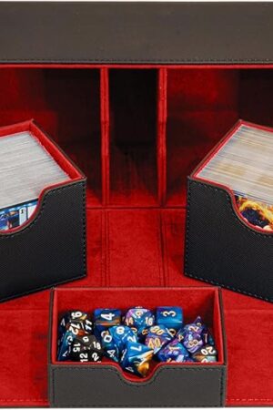 The Premium Commander Deck Box – MTG Deck Box for 200+ Double Sleeved Cards – Dual Sideloading Case with Dice Tray – TCG, Lorcana, Magic the Gathering Card Box