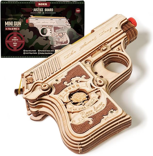 The ROKR 3D Puzzles for Adults Mechanical Puzzles Rubber Band Shooter Wooden Puzzle Model Home Decor Desk Decoration Birthday Gifts for Teens 14+ and Adults(LQ502)