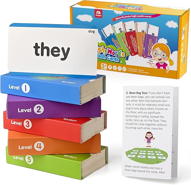 The Coogam 520 Sight Words Learning Vocabulary Flash Cards, Dolch Fry High Frequency Sight Word Educational Montessori Toy for Pre-k Kindergarten 1st 2nd 3rd Grade Homeschool