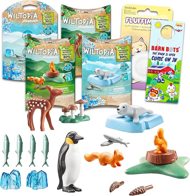 The Playmobil Animal Figures for Pretend Play for Kids - Bundle with Emperor Penguin, Seal, and More Toy Figurines, Stickers, More | Animals Sets for Girls, Boys
