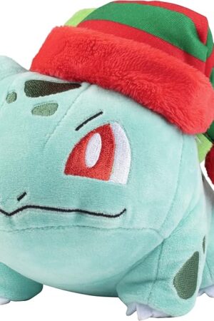 The Pokémon 8" Holiday Bulbasaur with Elf Hat Accessory - Officially Licensed - Generation 1 Starter - Stuffed Animal Toy Figure - Christmas Stocking Stuffer Gift for Kids, Boys, Girls - 2+