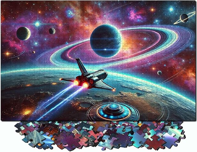 The Jigsaw Puzzles for Adults 1000 Pieces - Challenging Colorful and Unique with Large Poster - Letters on Back - AI Art - Rompecabezas para Adultos - Gifts for Adult, Couples, Teens (Space Exploration)