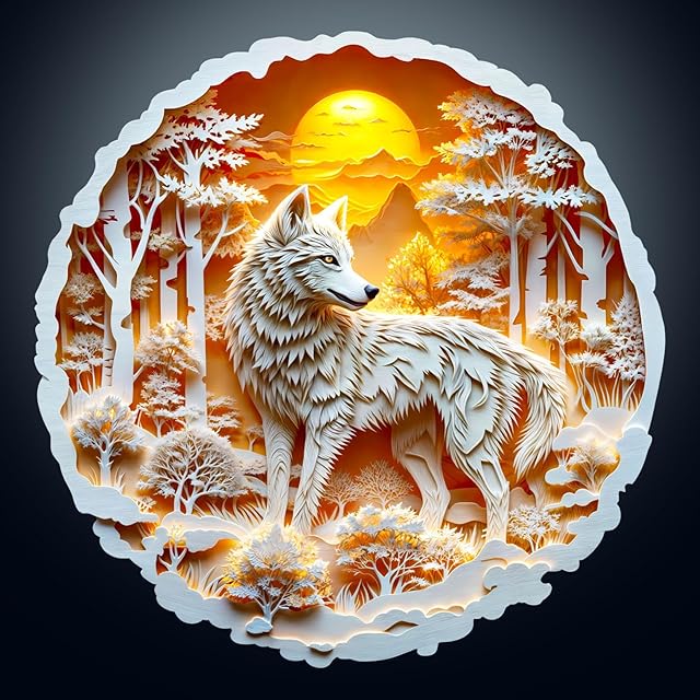 The Wooden Puzzles for Adults -Wolf Puzzle, Flat Puzzle with 3D Visual Effect, Irregular Shape Wood Puzzles Adult, Paper Sculpture Wall Art Home Decor, Gift for Family, Friends (S-8.5 * 8.4in 100 Pieces)