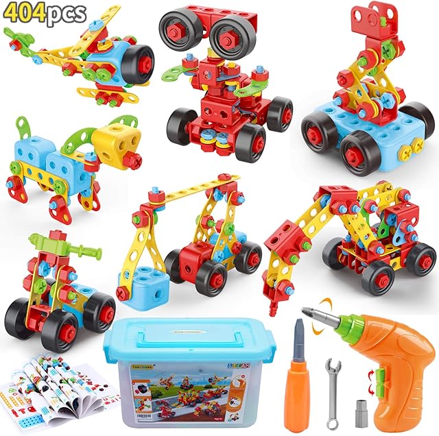 The COUOMOXA 404 Pcs Building Toys STEM for Kids: 62 DIY Demo Models Construction Creative Set - Educational Toy for 5 6 7 8 9 10+ Years Old Kids Home School - Birthday Gift for Boys Girls