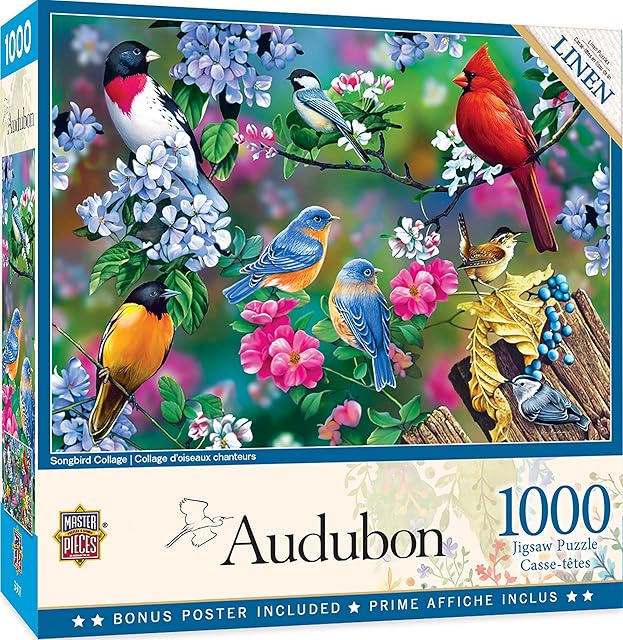 The MasterPieces 1000 Piece Jigsaw Puzzle for Adults, Family, Or Youth - Songbird Collage - 19.25"x26.75"