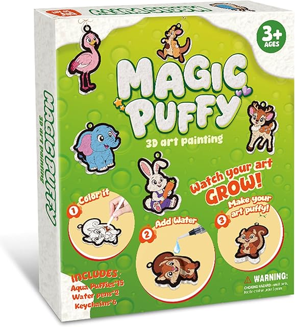 The MZYTOZA Aqua Puffs 3D Art Craft Kit for Kids – Unicorns, Princesses & Animals DIY Set – Mess-Free Creative Gift for Girls & Boys Ages 3-10
