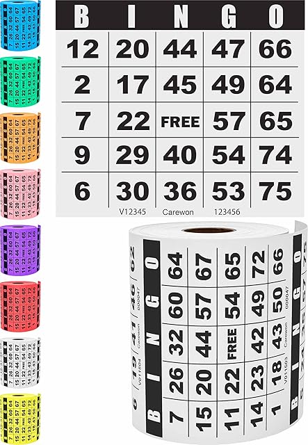 The 250 Bingo Cards, Large 4.5" x 4.5", White (1 of 8 Colors), Paper Bingo Sheets, Disposable or Reusable for Daubers or Chips