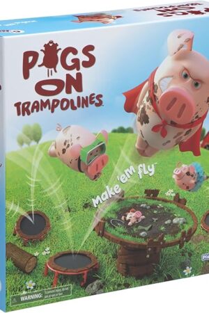 The PlayMonster Pigs on Trampolines Board Games – Multi-Player, Preschool Toys, Hand-Eye-Coordination Game, The Muddiest Pig Wins, Ages 6+
