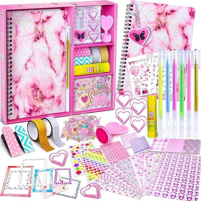 The DIY Journal Kit for Girls, Scrapbook & Diary Supplies Set, Girls Diary Christmas Birthday Gifts for 8 9 10 11 12 13 14 Year