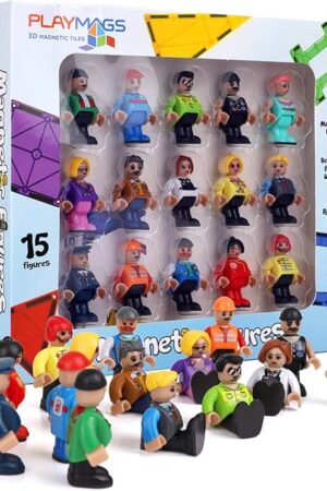 The Playmags Magnetic Figures Community Set of 15 Pieces - Play People Perfect for Magnetic Tiles Building Blocks - STEM Learning Toys Children – Magnet Tiles Expansion Accessories Pack (Styles May Vary)