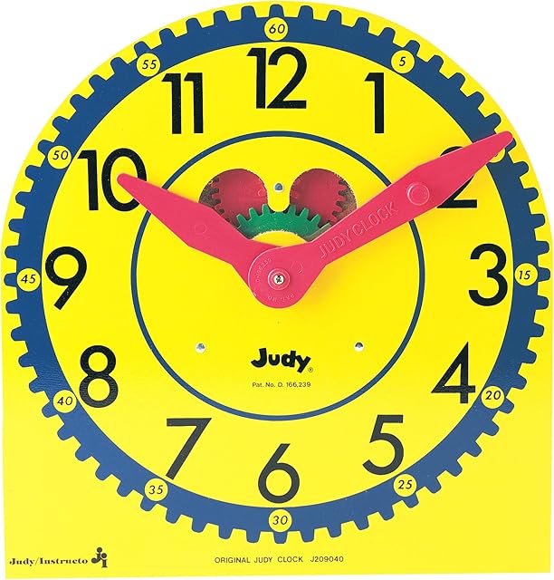 The Carson Dellosa 13.5" x 13" Judy Clock, Analog Manipulative for Kids Learning to Tell Time, Circle Time Learning Center, Homeschool, and School Supplies