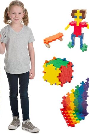 The Plus Plus 500 Piece Interlocking Building Block 3D Puzzle Kit, Kids Stem Connecting Toys - Basic Color Mix