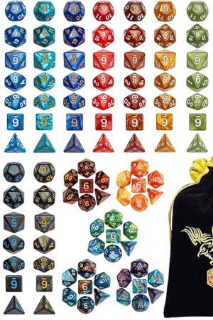 The QMay DND Dice Set - 20x7 (140 Pieces) Polyhedral Dice, 20 Colors D&D Dice for Dungeons and Dragons Tabletop Role-Playing Games with 1 Drawstring Bag