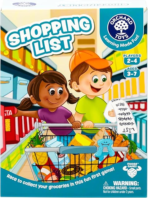 The ORCHARD TOYS Shopping List Game - New Art Race to Collect Your Groceries in This Fun Memory Game, Age 3-7, 2-4 Players