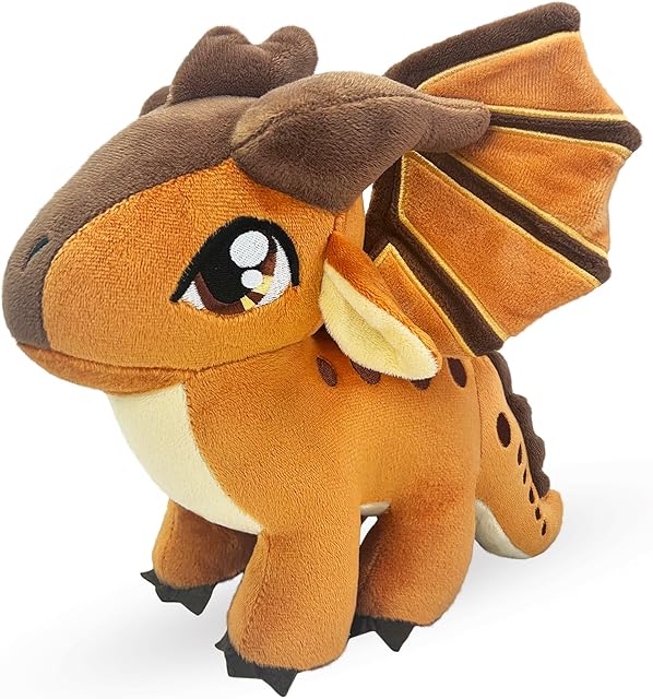 The Wings Plush Dragon Stuffed Animal Toys Plushies Cute Dragon Birthday Decorations Merch Present for Kids Aged 3+(Brown)