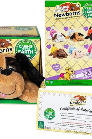 The POUND PUPPIES Newborns Plush - Angel - Tan and Black, Eco Friendly