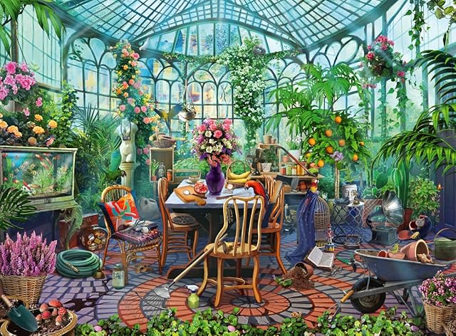 The Ravensburger Greenhouse Morning 500 Piece Puzzle - Unique Artistic Experience | Materials Technology | Ideal for Family Gatherings | FSC-Certified Materials