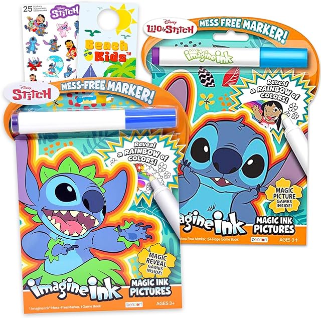 The Disney Lilo and Stitch Mess-Free Coloring Book - Bundle with 2 Imagine Ink Coloring Books with Invisible Ink Pens, Stickers, More | Stitch No Mess Activity Pages