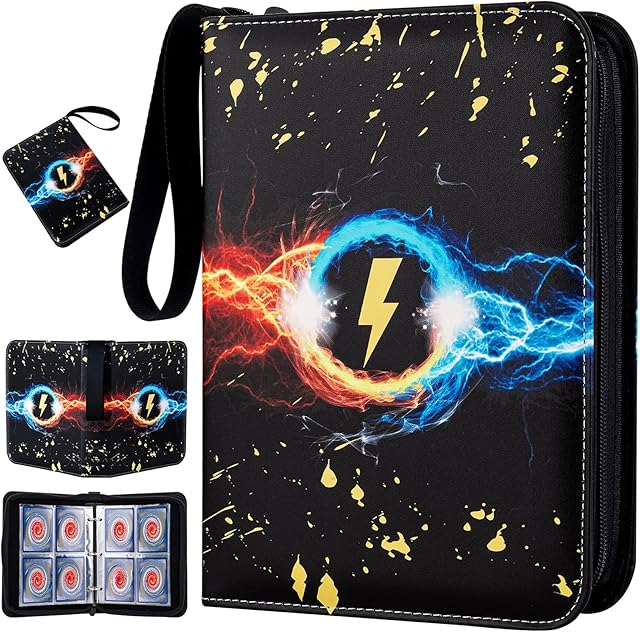 The Card Binder,400 Pockets Card Holder Album with 50 Removable Sleeves for Standard Size Cards 5 Pocket TCG Trading Card Binder Display Storage Carrying Case-Black 1