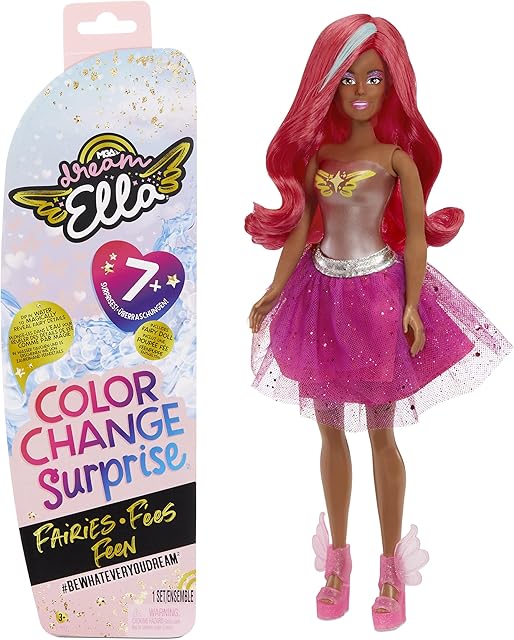 The MGA Entertainment Dream Ella Color Change Surprise Fairies, Yasmin Pink Fashion Doll with 7+ Surprises Including Outfit, Castle Play Pretend Gift for Kids, Toys for Girls & Boys Ages 3 4 5+ Years