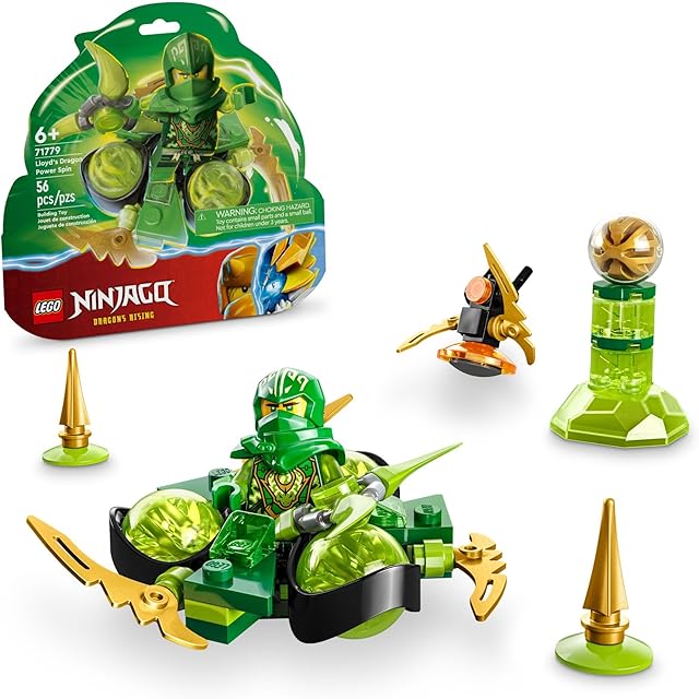 The LEGO NINJAGO Lloyd’s Dragon Power Spinjitzu Spin 71779 Green Spinning Building Toy with Ninja Lloyd Minifigure, Gift Idea for Boy and Girl Ninja Fans Ages 6+ Who Love Interactive Action Toys