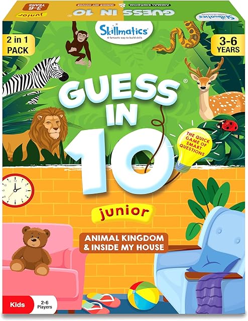 The Skillmatics Card Game - Guess in 10 Junior Animals & Inside My House Combo, Quick Game of Smart Questions, Gifts & Fun Learning for Ages 3 to 6