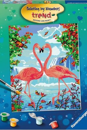 The Ravensburger Flamingo Love Paint by Numbers Kit for Children - Painting Arts and Crafts for Kids Age 12 Years Up