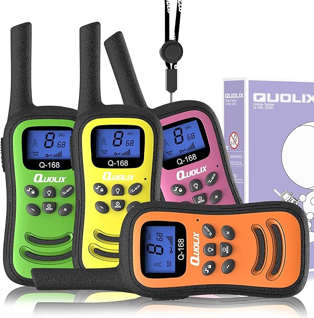 The Quolix Walkie Talkies for Kids Rechargeable, Toys for Age 5-13 Girls LED Flashlight, VOX, Easy to Use Kids Walkie Talkies Long Range for Christmas Birthday Gifts Indoor and Outdoor Toys