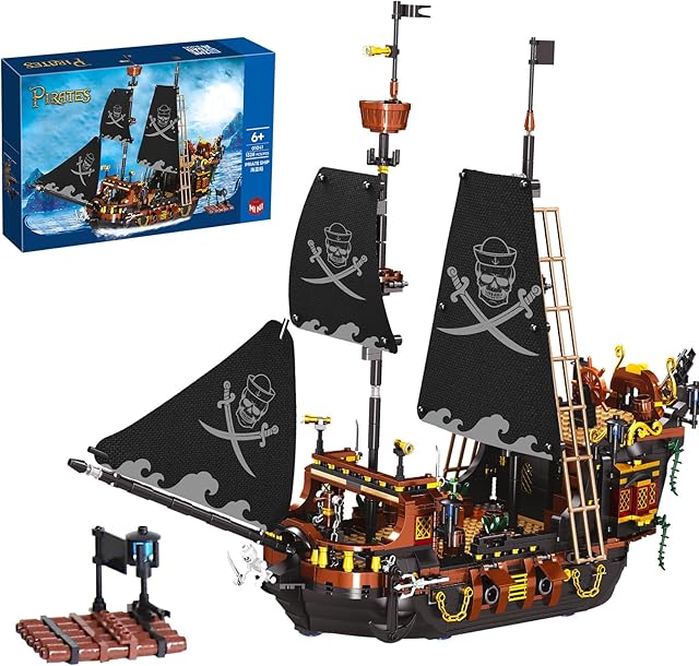 The Pirate Ship Mini Building Set, 1328 Pcs Display Boat Sailboat Model Building Kit, STEM Creativity Big Ship Model Block Toy, Christmas Birthday Gift for Adults Teens Kids Boys Girls 8-14