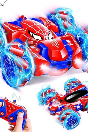The Remote Control Spider Car for Boys, 2.4Ghz RC Cars with Headlight Double Sided Off-Road 360° Rotating Rechargeable 4WD RC Stunt Car Indoor Outdoor Spider Toys 4-6 5-7 8-13 Kids Gifts