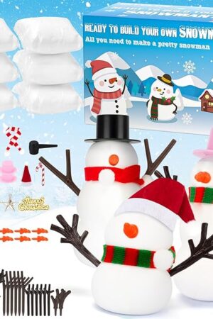 The QIYVLOS Build A Snowman Kit, 6 Pack Christmas Snowman Crafts for Kids, Modeling Clay Creative Gift Build a Snowman Kit Snow Toy 105Pcs Party Activity Supplies