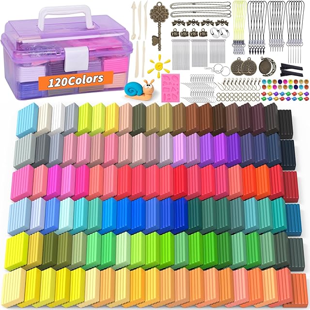 The 285 Pcs Polymer Clays 120 Colors Modeling Clay for Kids DIY Starter Kit Oven Baked Model Clay Non-Sticky Molding DIY Clay with Sculpting Tool and Accessories Craft Gifts for Children Beginner Artists