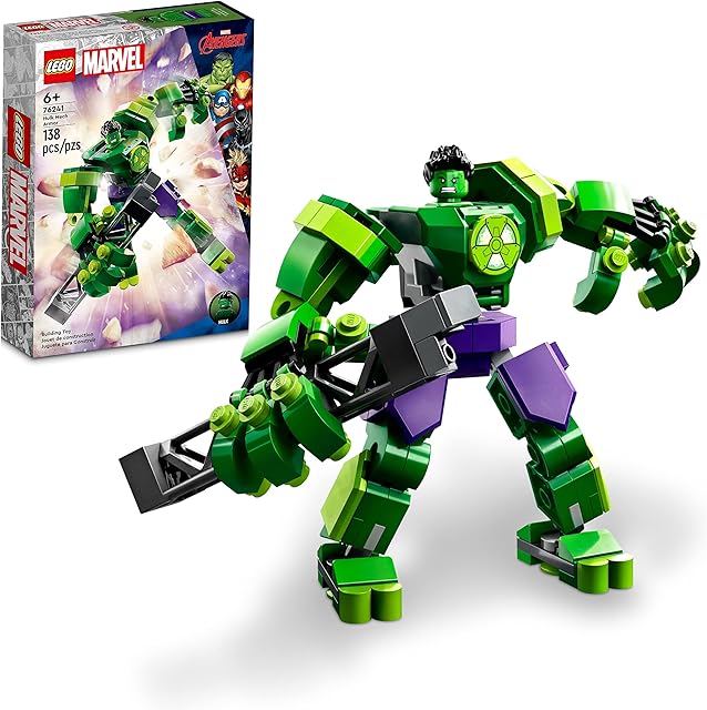 The LEGO Marvel Hulk Mech Armor 76241, Avengers Action Figure Set, Collectable Super Hero Buildable Toys for Boys and Girls Ages 6 Plus, Gift Idea