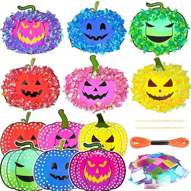The Poke-in Fun Art and Crafts,Pumpkin Decoration Craft Kits,Make Pumpkin Face,Mess Free Kids' Paper Craft Kits for Boys &Girls Age 4-10+,Party Activities Supplies Fall Thanksgiving Halloween Decoration