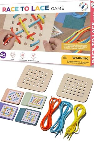 The Race to Lace - Perfect Home or Travel Game for Kids and Adults - Ideal for 8-12 Years Old - Solo or 2+ Players for for 4+ Years & Up for Car, Airplanes, Road Trips - Family & Kids